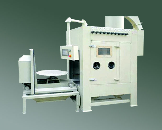 石英坩堝專(zhuān)用噴砂機(jī)，電動(dòng)轉(zhuǎn)臺(tái)自動(dòng)噴砂機(jī)